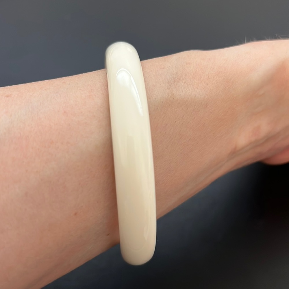 Vintage Plastic Bangle Bracelet, Cream, Retro, Boho